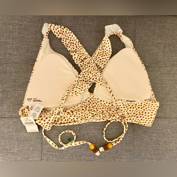 NWT Aerie Printed Ruffle Tie Longline Triangle Bikini Top - Picture 6 of 7